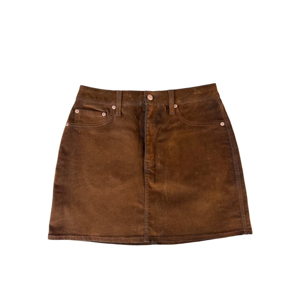 Daze Denim Brown Mini Skirt Size 27 NWOT Faux Leather Look Western Boho